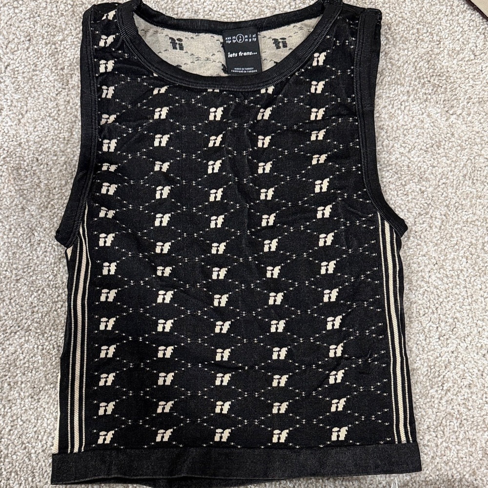 Lazy Oaf Black and White Patterned Tank Top